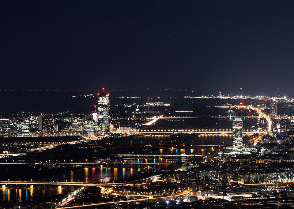 This is a night view of the city of Vienna.
